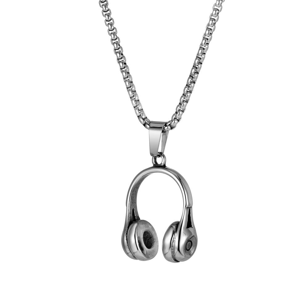 Men's Ornament Fashion Simple Music Headset Titanium Pendants