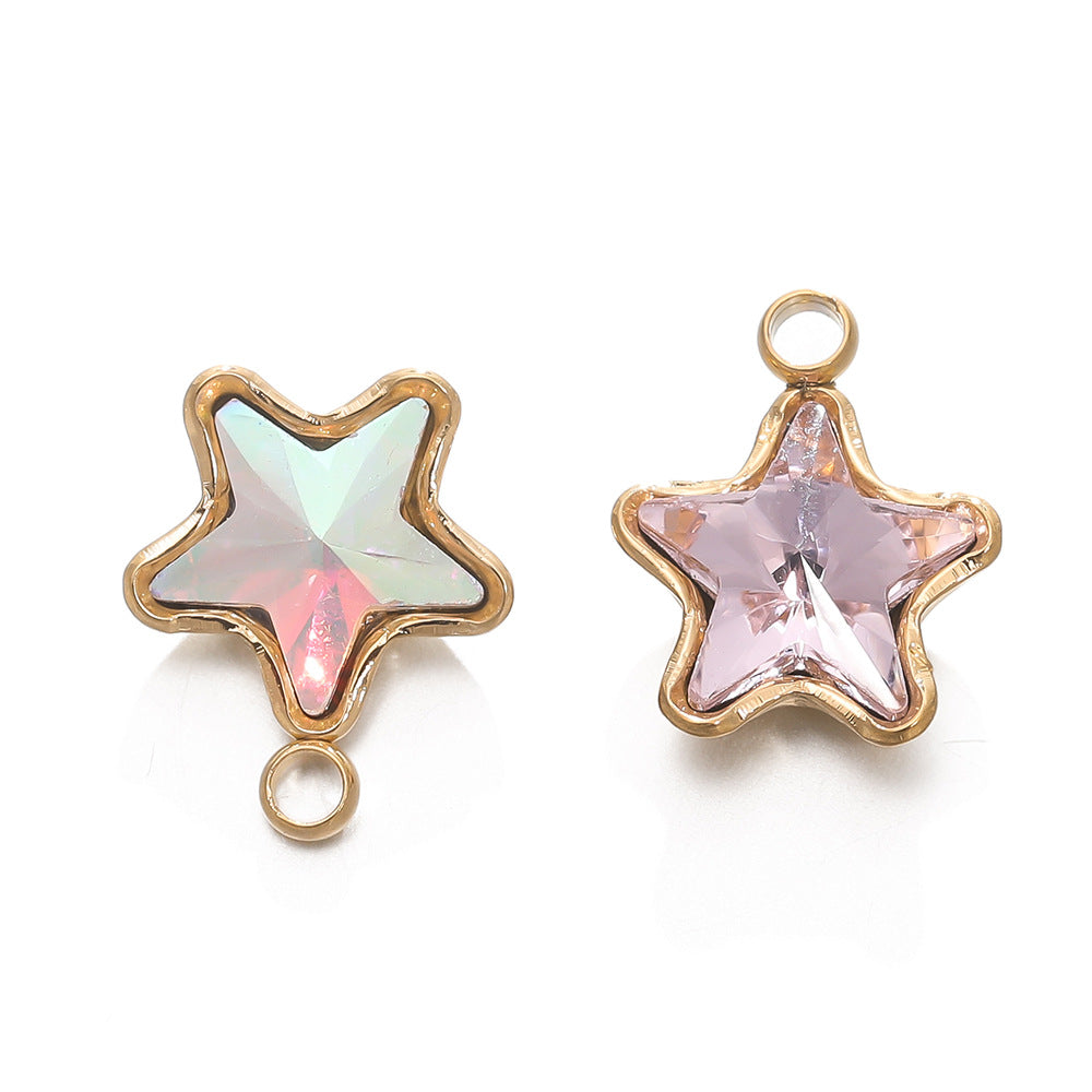 Color Five-pointed Star Retaining Diamond Handmade Pendants