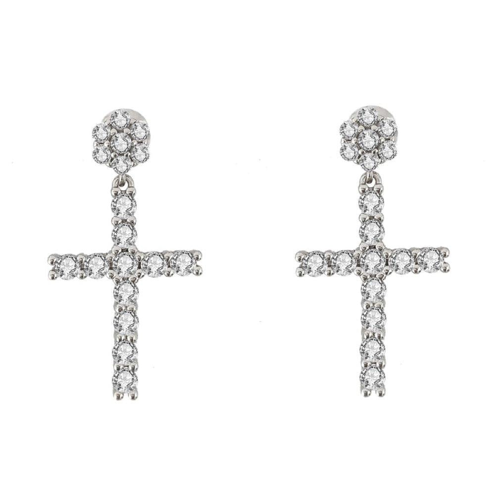 Hip Hop Full Diamond Cross Eardrops Male Earrings