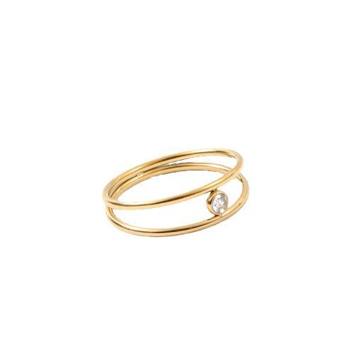 Double Mini Zircon Titanium Steel Electroplated Gold Rings