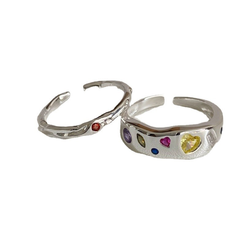 Crystals Zircon Heart-shaped Open Heart Design Ring