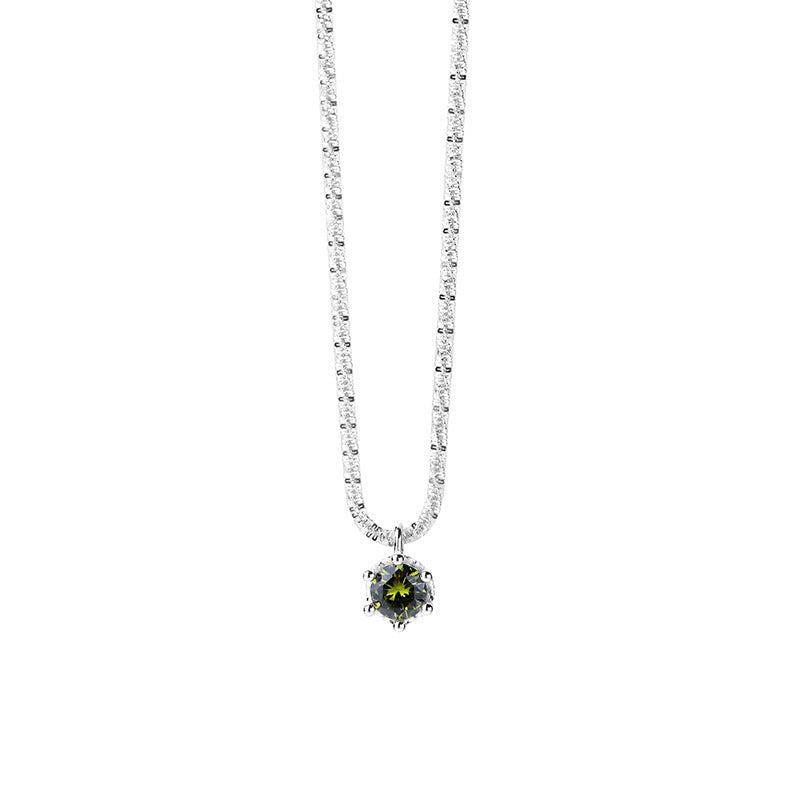 Green Zircon Light Luxury Clavicle Chain Necklaces