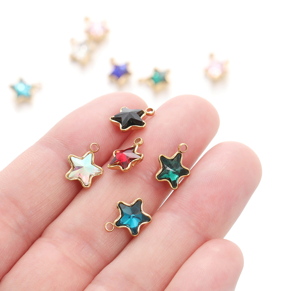 Color Five-pointed Star Retaining Diamond Handmade Pendants