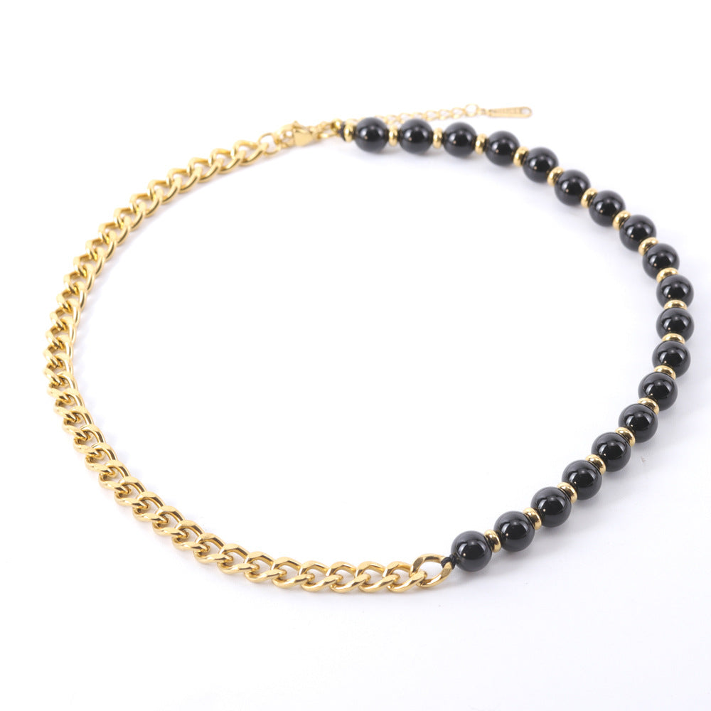 Men's Titanium Steel Cuban Set Natural Tigereye Necklaces