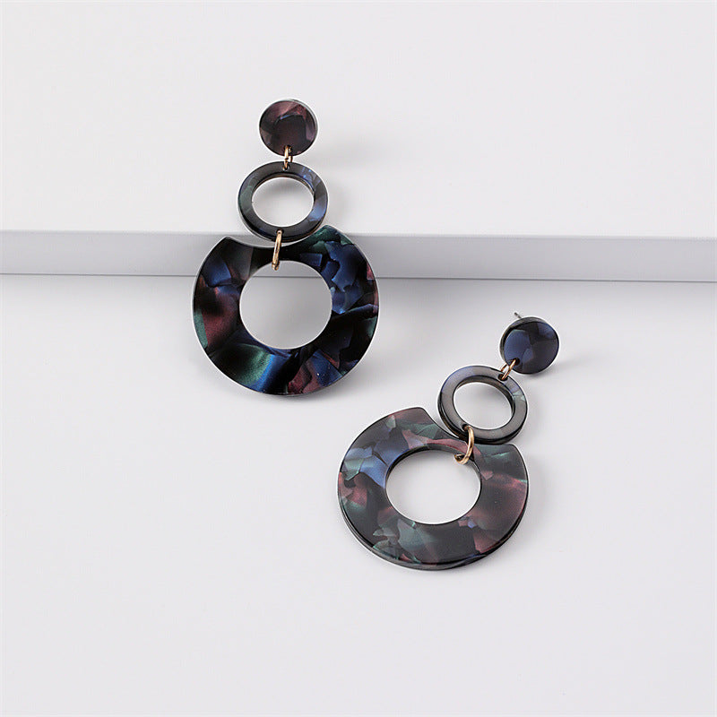 Women's Round Stitching Cellulose Acetate Sheet Texture Earrings
