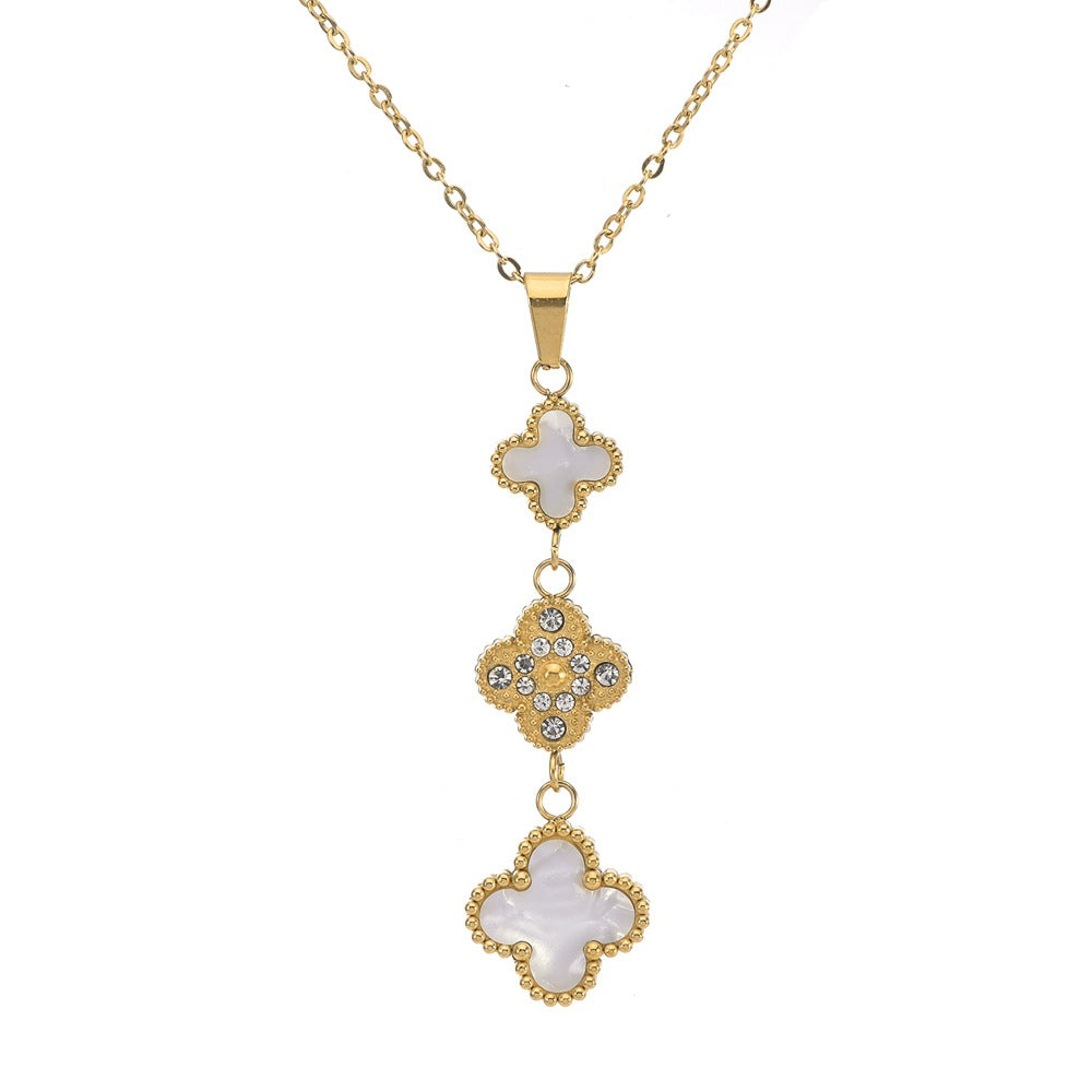 Clover Double-sided Female Temperament Titanium Steel Necklaces