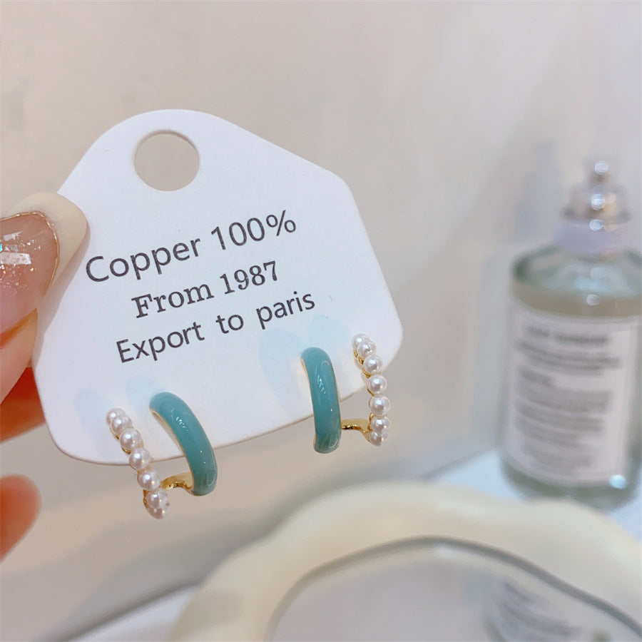 Gold-plated Fashion Blue Color Collection Enamel Earrings