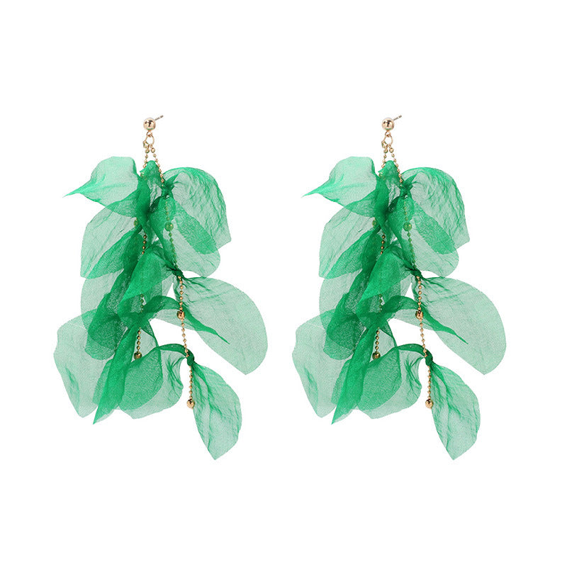Women's Fabric Handmade Fashion Design Long Fairy Earrings
