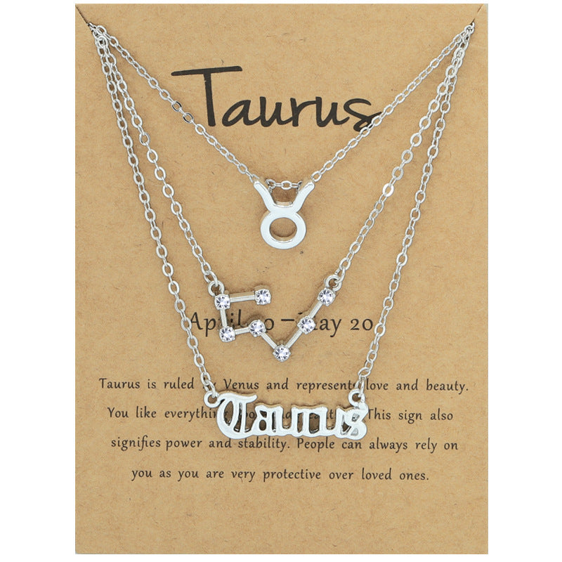 Constellations Suit Retro Alphabet Symbol Diamond Necklaces