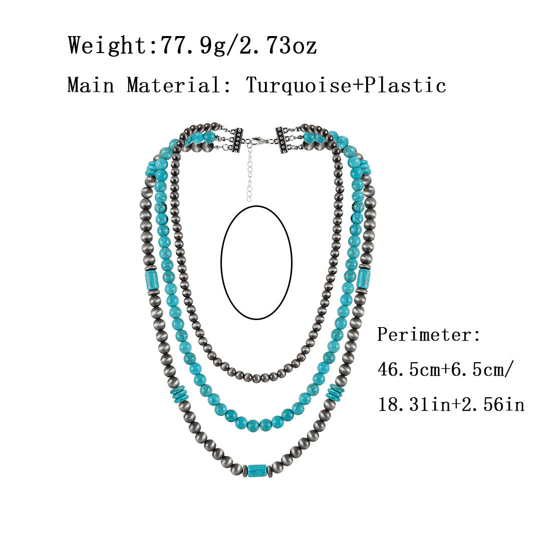 Ornament Turquoise Bohemian Style Twin Clavicle Necklaces