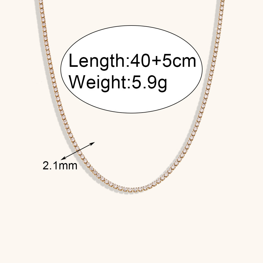 Women's Luxury Twin Clavicle Chain Jewelry Stainless Steel Gold-plated Full Necklaces