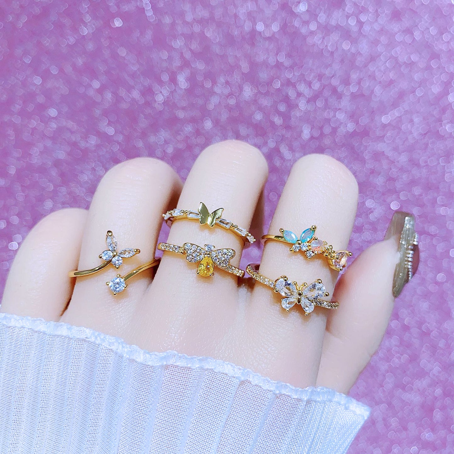 Women's Color Zirconium Series Adjustable Exquisite High-grade Design Trendy Rings