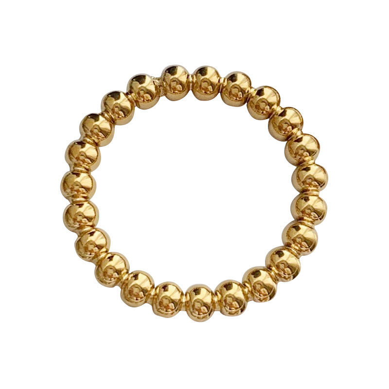 Women's Beads Titanium Steel Gold Plated Little Finger Pinky Rings