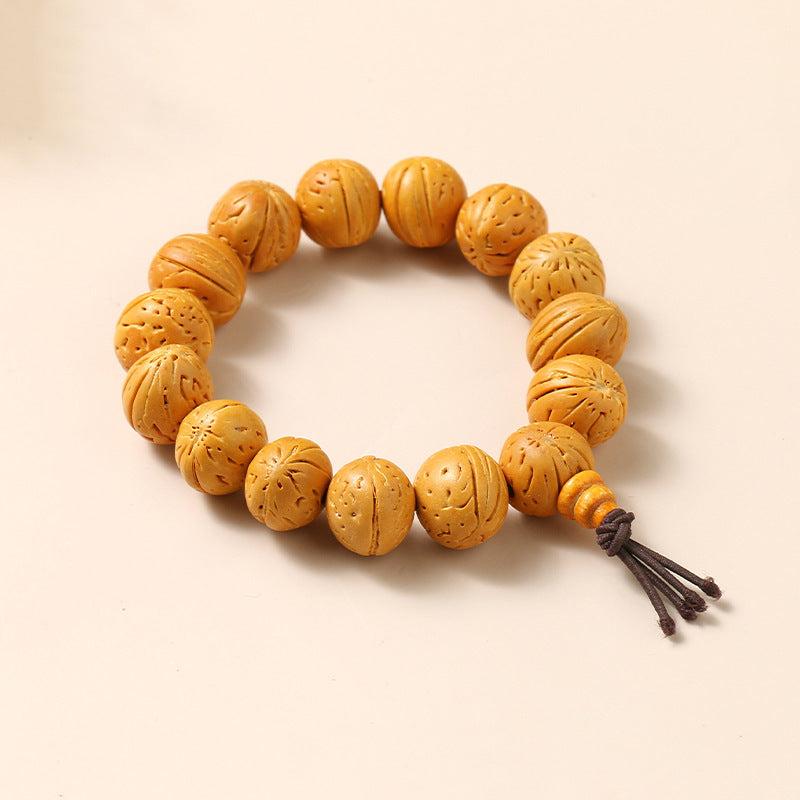 Women's & Men's Root White Jade Lotus Rosary Seed Scenic Bracelets
