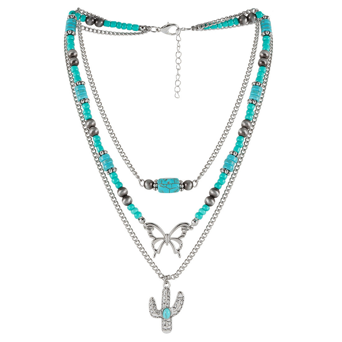 Ornament Turquoise Bohemian Style Twin Clavicle Necklaces