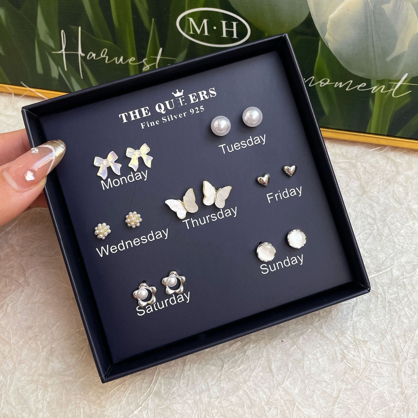 One Week Gift Box Fresh Simple Flowers Female Earrings