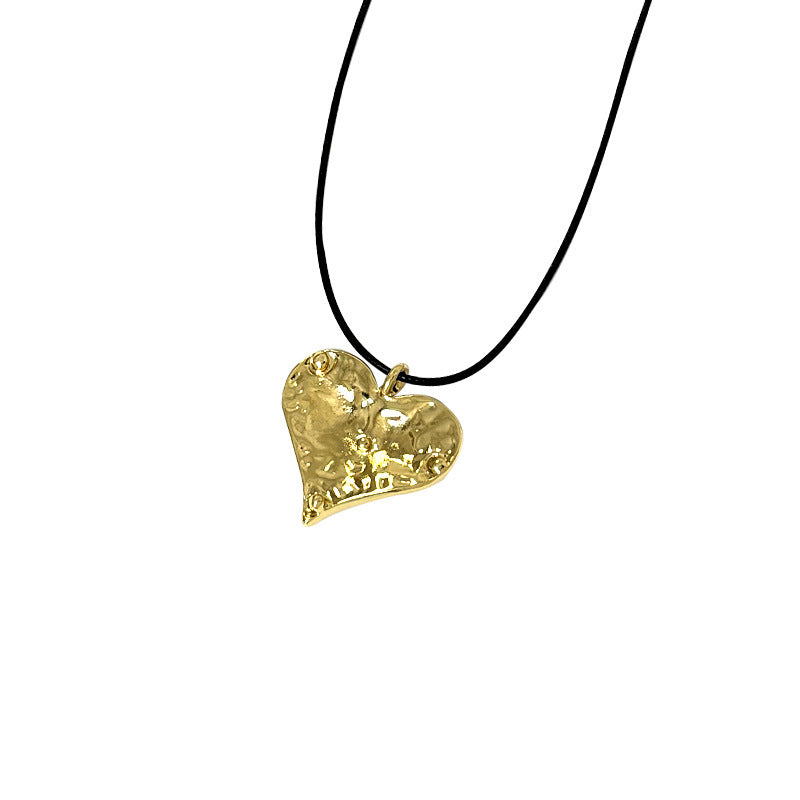Women's For Minority High-grade Wrinkled Skin Peach Heart Gold Necklaces