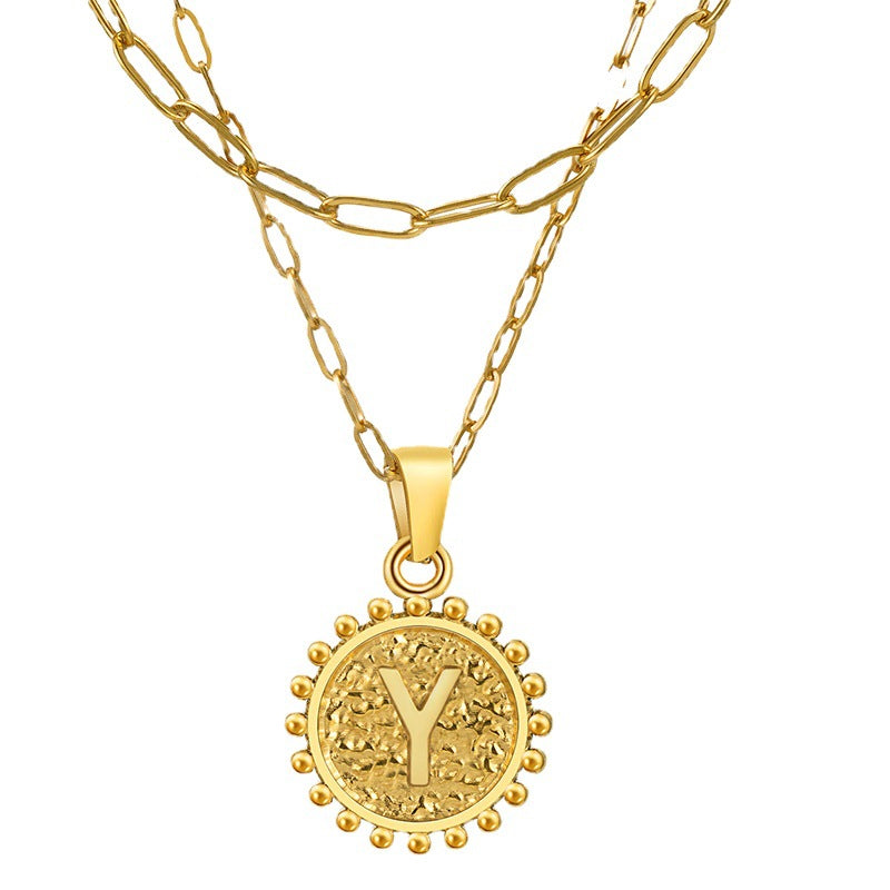 Women's Round Letter Double Layered Wear Popular Necklaces