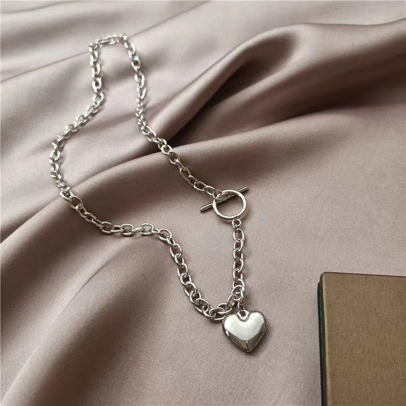 Retro Love Heart Buckle Cool Earth Necklaces