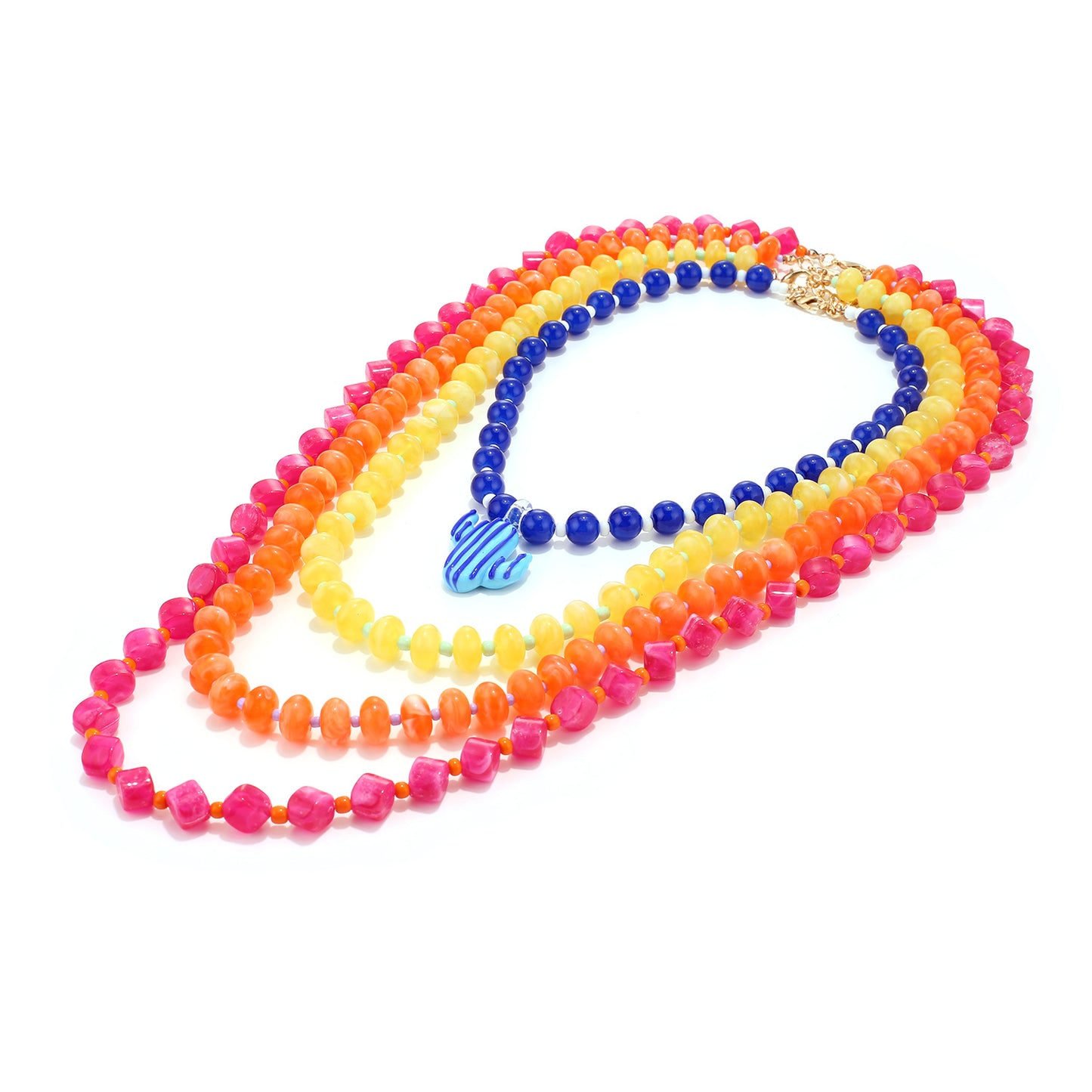 String Colorful Beads Cactus Waterfall High-grade Contrast Color Necklace