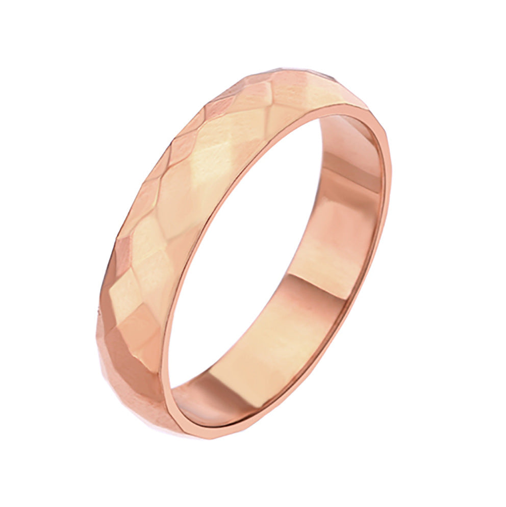 Design Sense Minority Simple Stainless Steel Wheat Rhombus Batch Flower Rings