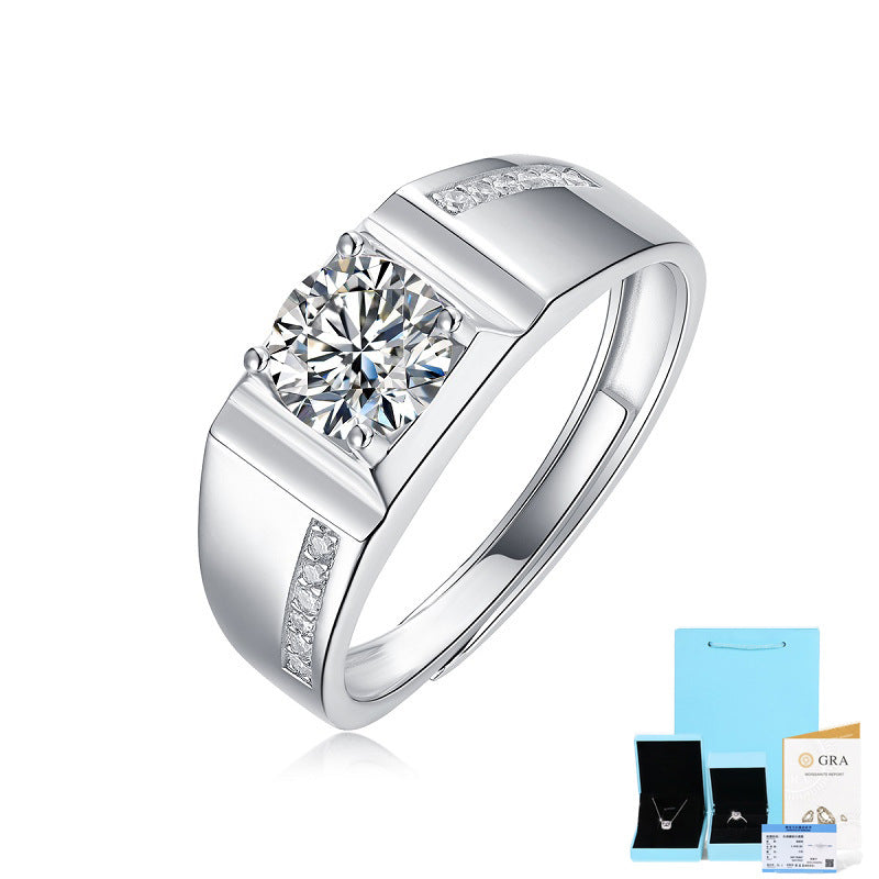 Men's Attractive Sier Moissanite Live Wedding Rings