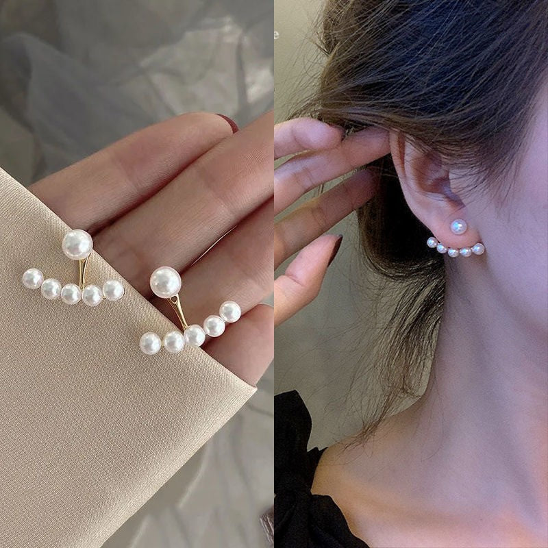Women's Sier Needle Korean Style French Temperamental Pearl Earrings