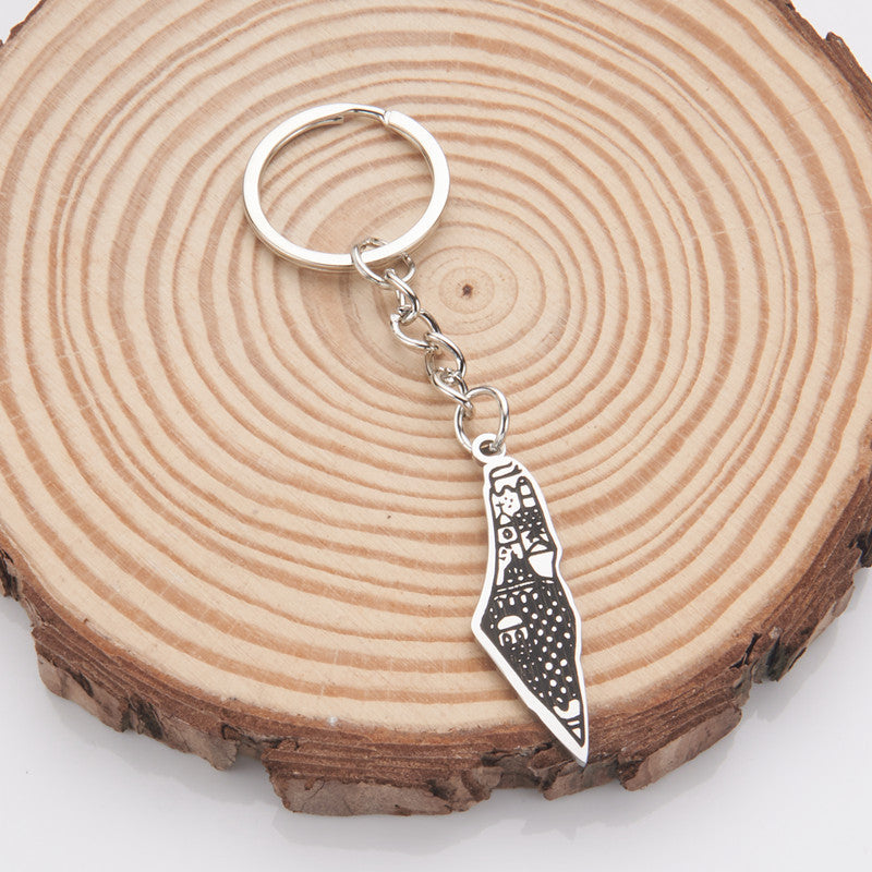 Oil Dripping Vintage Palestine Map Stainless Steel Necklaces