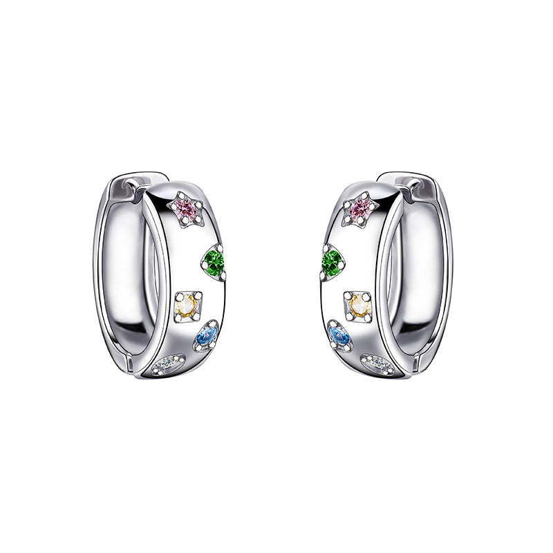 Color Zirconium Clip Female Light Luxury Minority Upon Ear Buckle