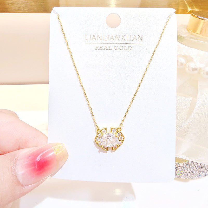 Women's Copper Summer High-grade Simple Refined Zircon Gold Necklaces