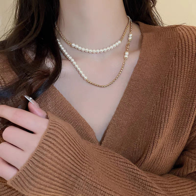 Strong Light Pearl Retro Affordable Luxury Minority Necklaces