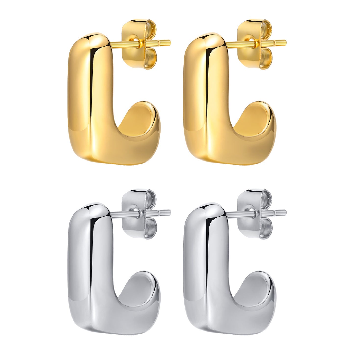 Titanium Steel Glossy Geometric Ear Mini Earrings