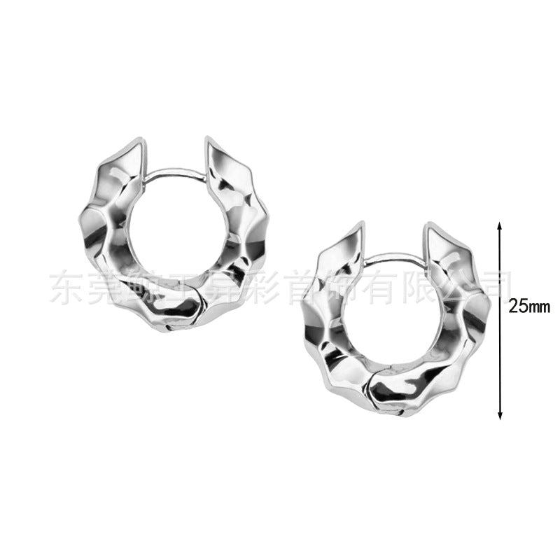 Women's Simple Exquisite Cut Pleated U-shaped French Ear Earrings