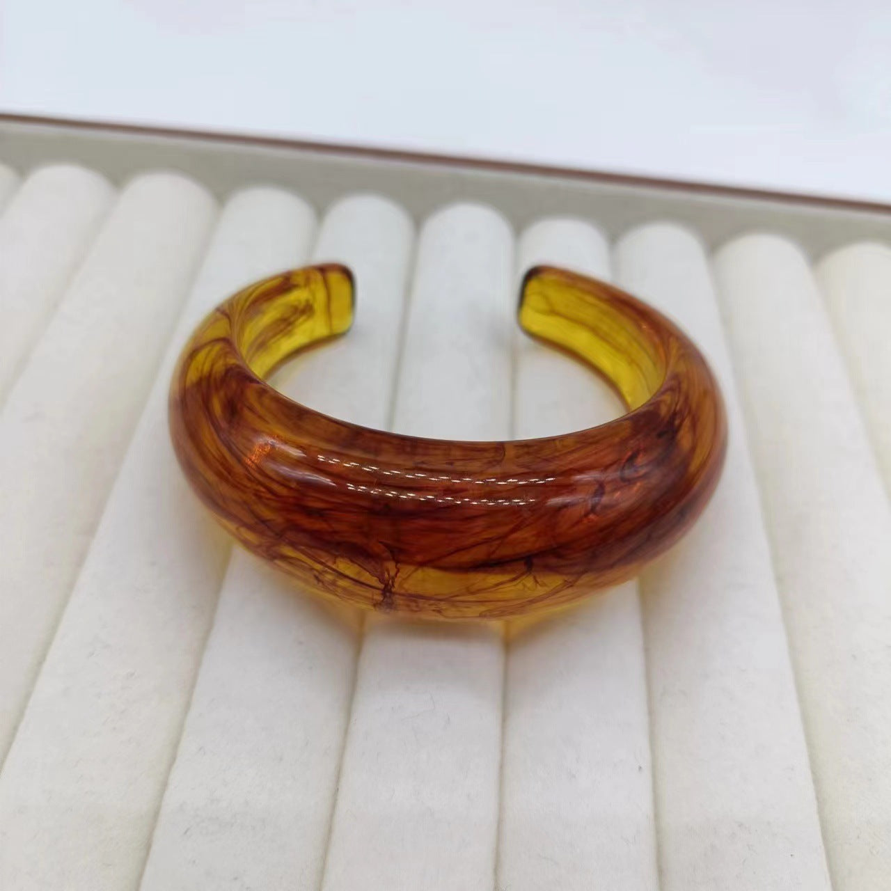 Orange Crescent Acrylic Design Simple High Sense Rings