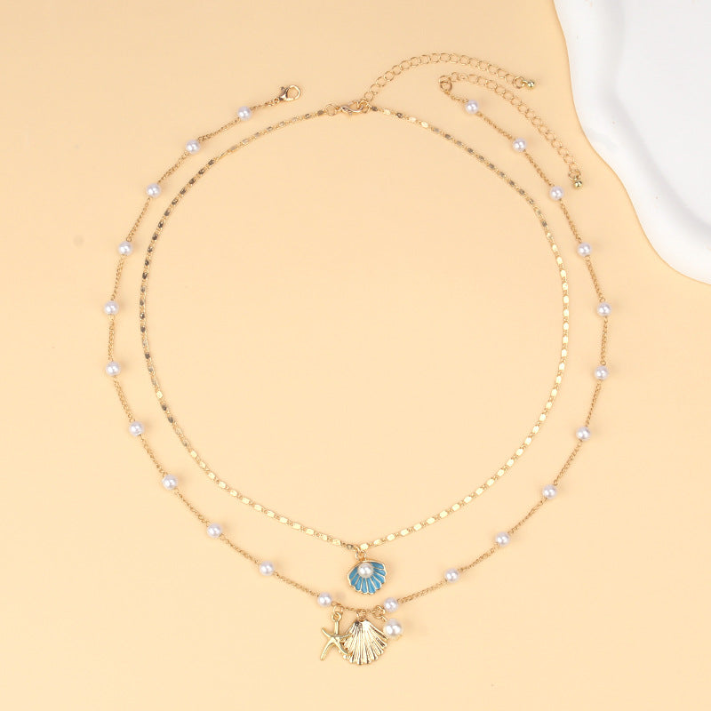 Style Metal Starfish Shell Suit Design Necklaces
