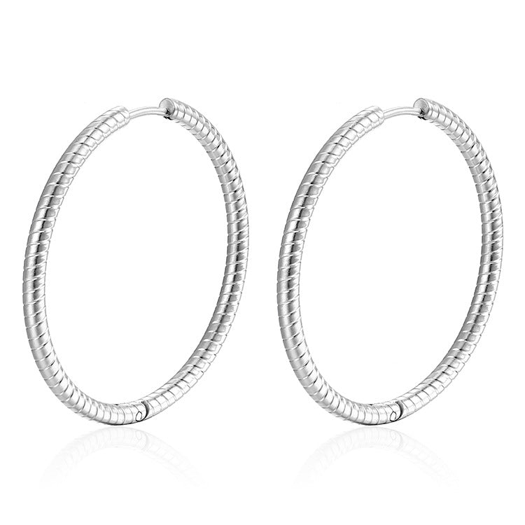 Women's Fashionable Exaggerated Round Stainless Steel Clip Trendy Fashion High-grade Rings