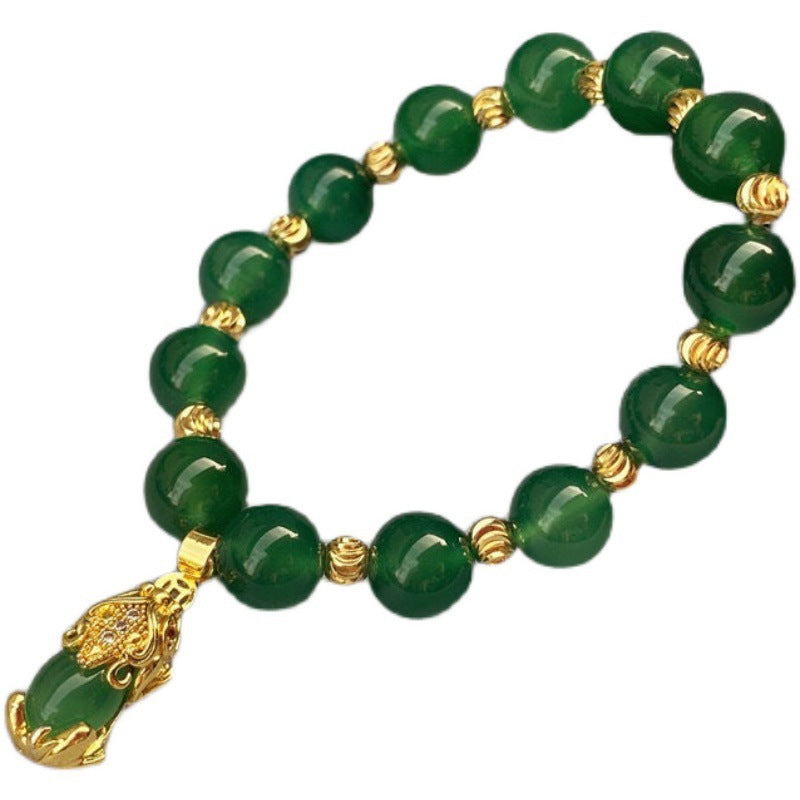 Green Jasper Ethnic Wind Sand Golden Imitation Emerald Live Broadcast Bracelet