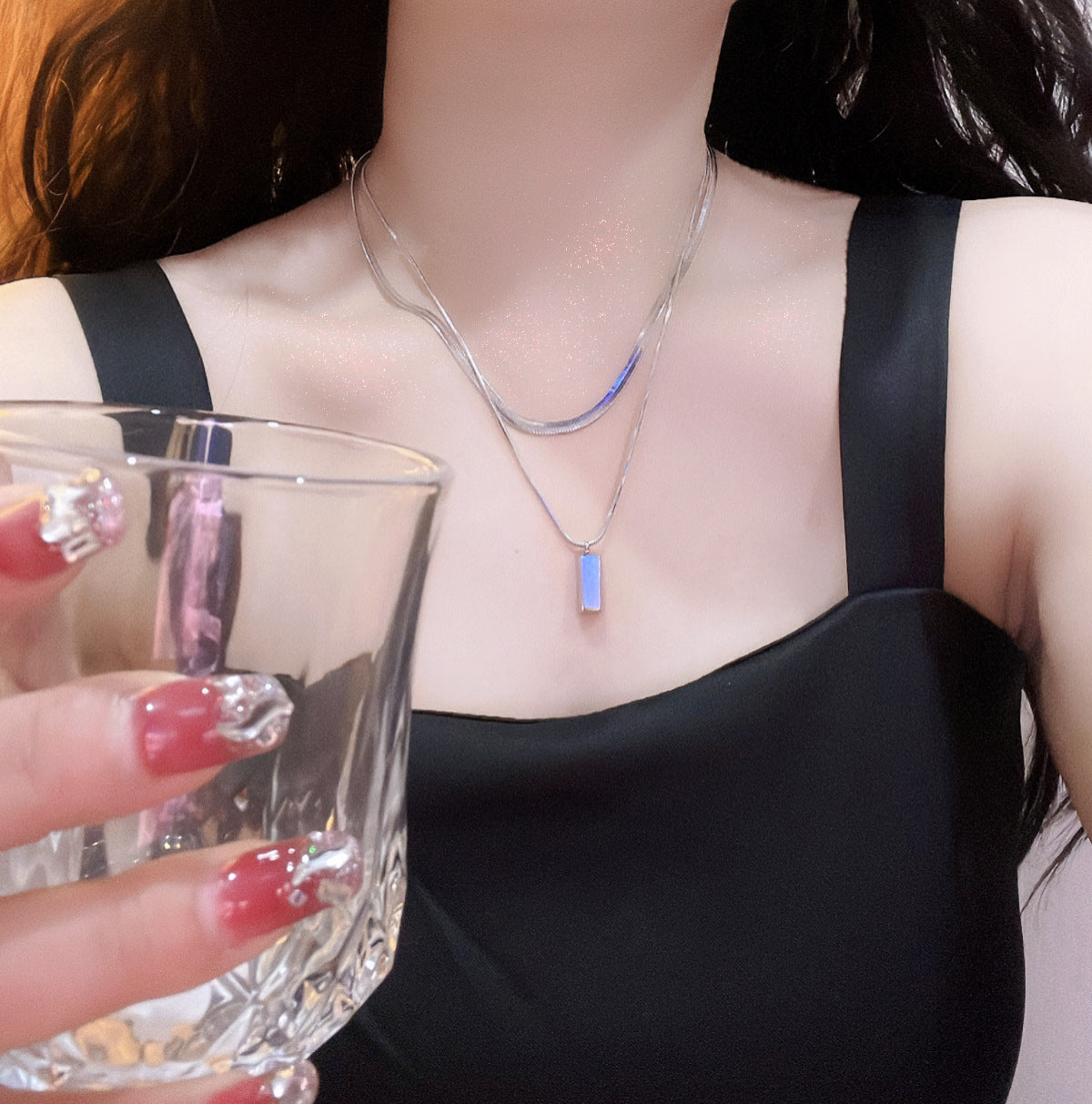 Bones Chain Square Twin Style Ball Necklaces
