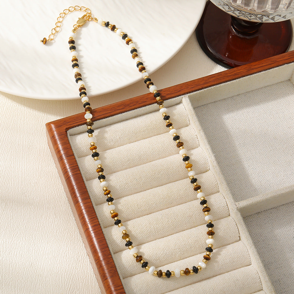 Tigereye Beaded High-grade Agate Mild Luxury Retro Clavicle Necklaces