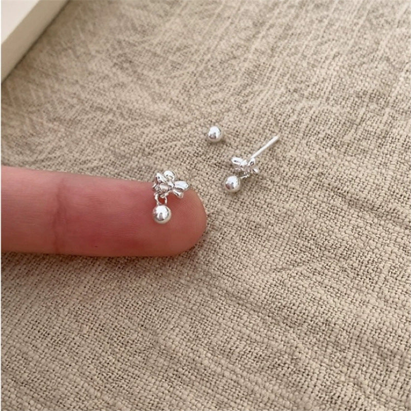 Women's Exquisite Mini Bow Sier Screw Fashion Earrings