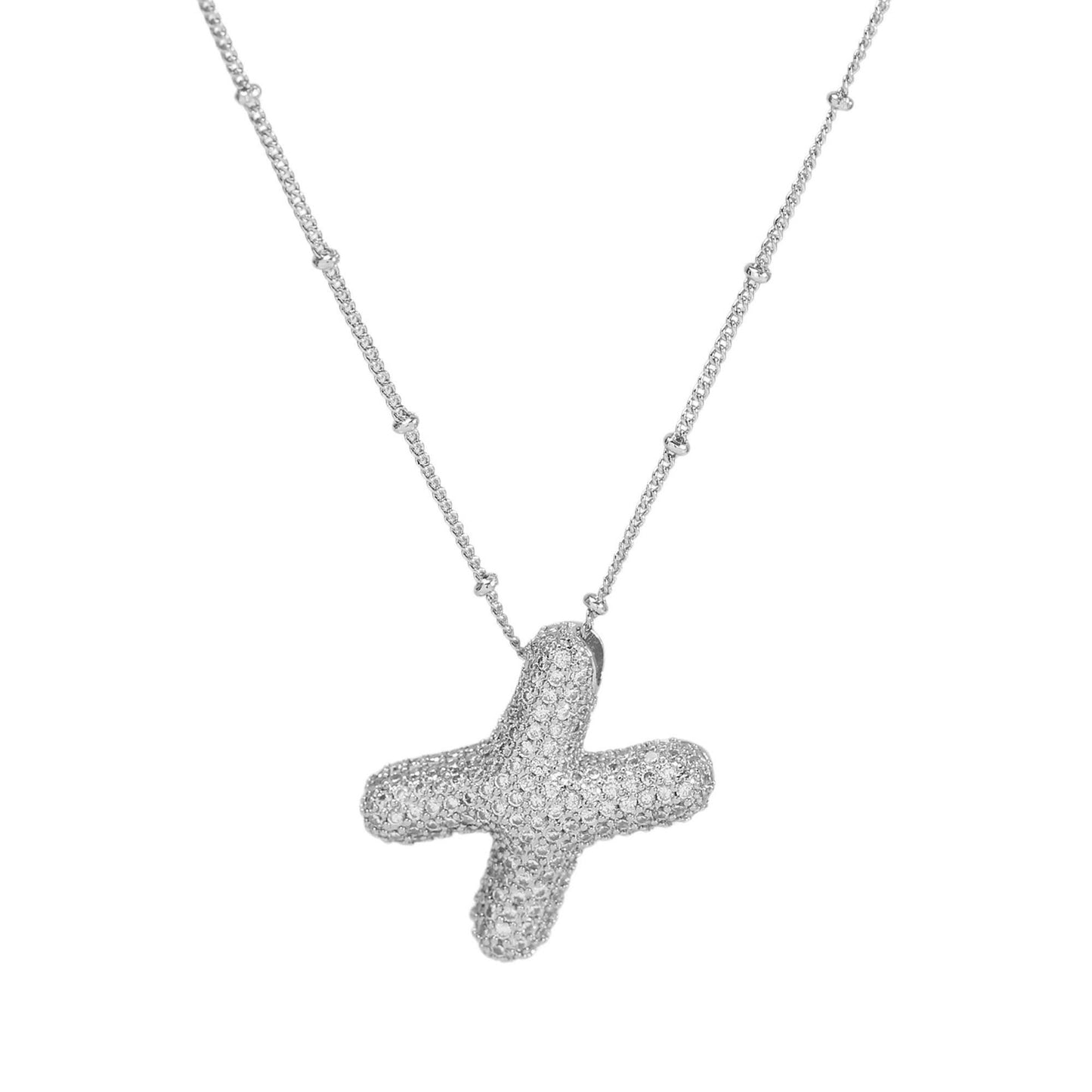 Women's Brass Zircon Bubble Balloon Letter Chubby Necklaces