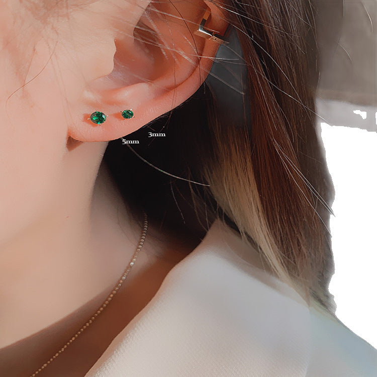 Colorful Crystals Female Golden Ear Bone Cochlear Stud Earrings