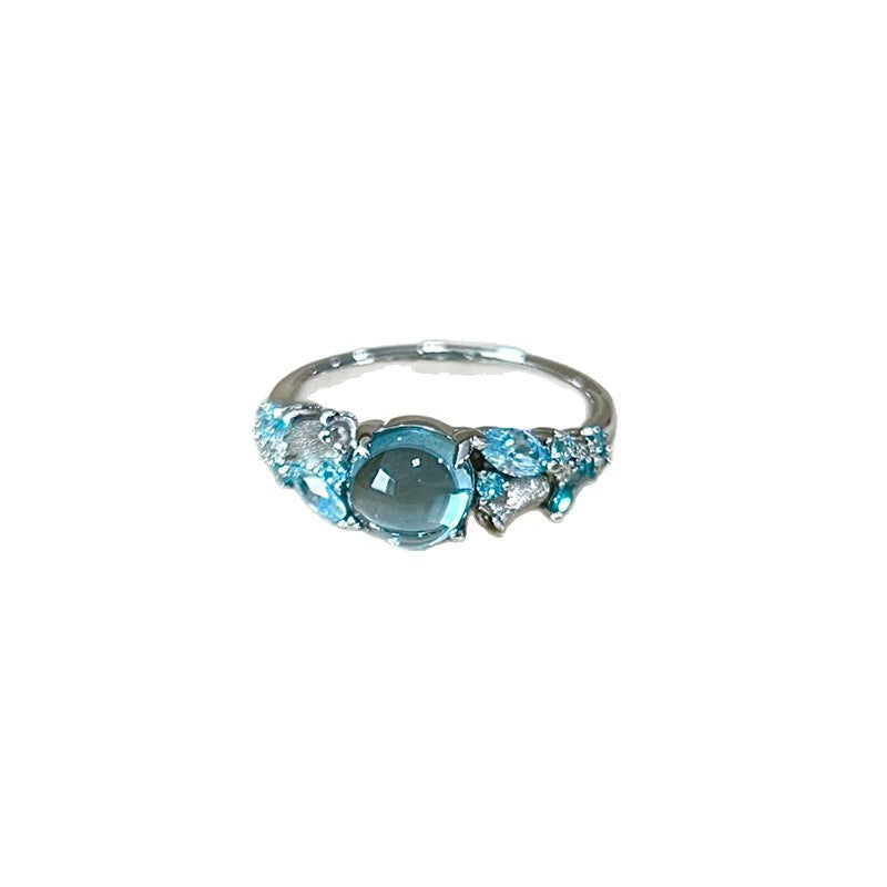 Female Glass Texture Palace Style Fresh Rings