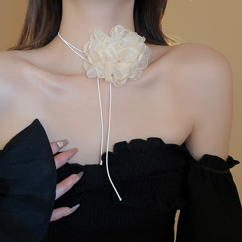 Net Yarn Flowers Ribbon Heart Fashion Necklaces