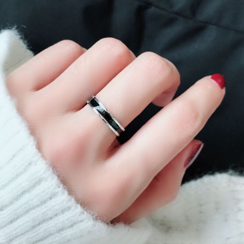 Gold Female Male Couple Black White Rings