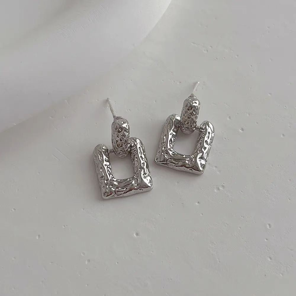 Summer Fresh Green Square Trendy Niche Temperament Stud Earrings