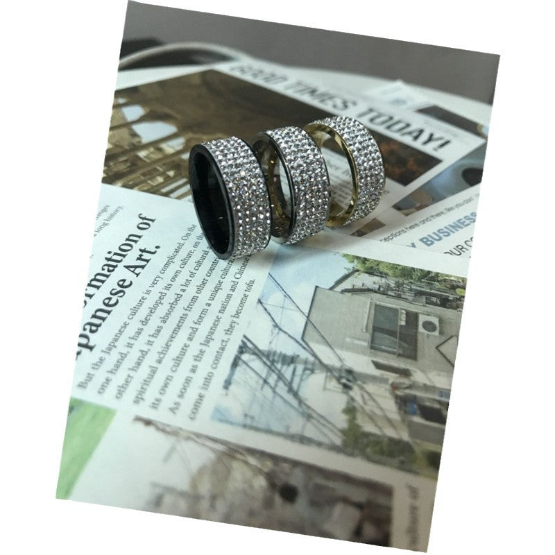 Men's Diamond Street Titanium Steel Trendy Hip Hop Cool Ring