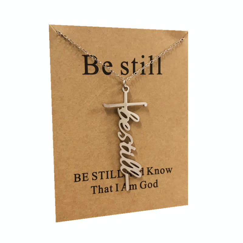 Stainless Steel Titanium Faith Power Letter Necklace