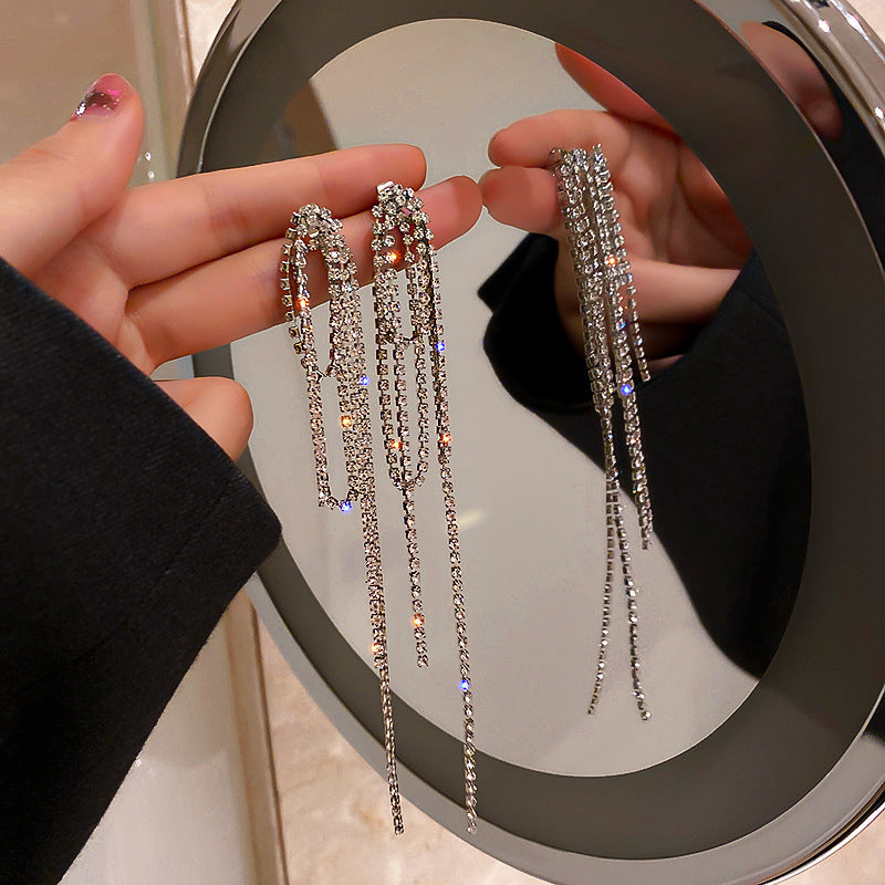 Women's Needle Elegant Long Tassel Thin Effect Earrings