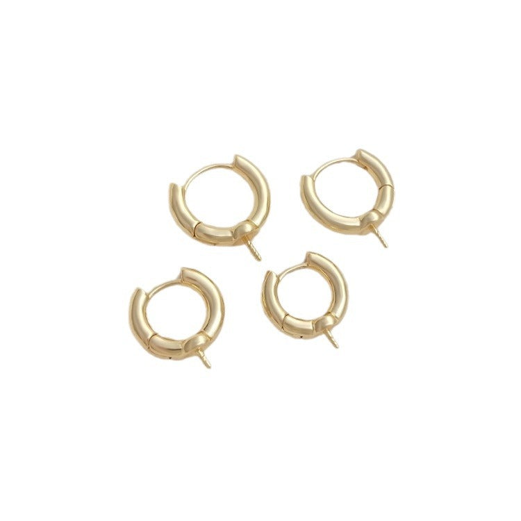 Bag Real Gold Color Retaining Round Half Hole Bead Earrings